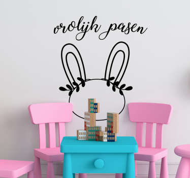Feestdagen stickers Vrolijk pasen konijntje - TenStickers