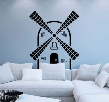 Muurstickers woonkamer zwarte windmolen - TenStickers
