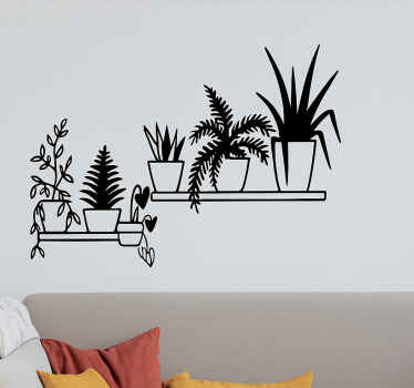 Vinilo pared flor minimalista doméstica - TenVinilo