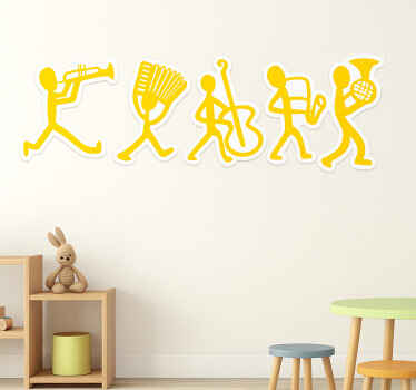 Adesivo per muro banda di omini gialli - TenStickers