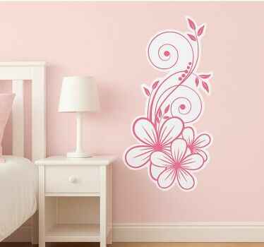 Adesivo per muro vortice floreale rosa - TenStickers