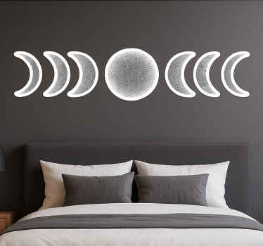Adesivo per muro fasi lunari astratte bianche - TenStickers