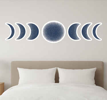 Adesivo per muro fasi lunari astratte blu scuro - TenStickers