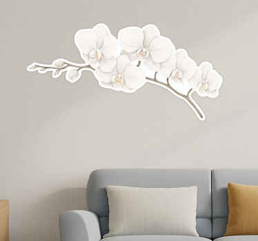Adesivo per muro ramo di orchidea bianca - TenStickers