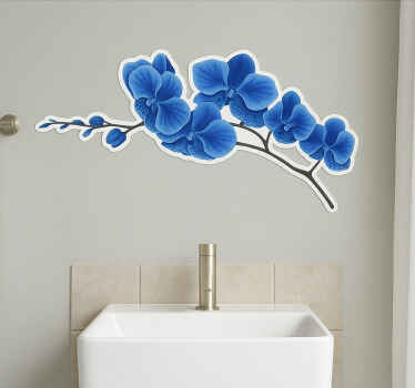 Adesivo per muro ramo di orchidea blu - TenStickers