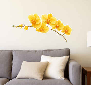 Adesivo per muro ramo di orchidea gialla - TenStickers