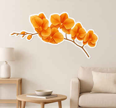Adesivo fiore ramo di orchidea arancione - TenStickers