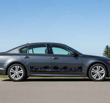 Sticker voiture silhouette de paysage montagneux - TenStickers