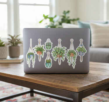 Sticker ordinateur paniers suspendus botaniques - TenStickers