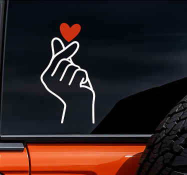 자동차 테마 스티커 아시아 손 하트 - TenStickers