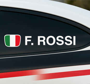 자동차 테마 스티커 이탈리아 국기 이름 디자인 개인화 - TenStickers