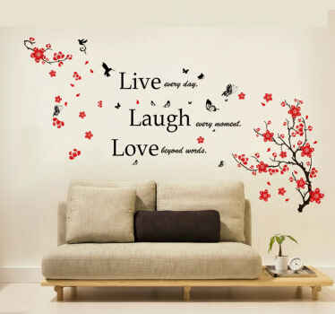Blossoming "live, laugh, love" wall decal - TenStickers
