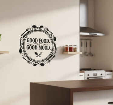 Kitchen wall sticker retro loving kitchen quote - TenStickers