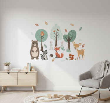 Autocolante animal animais do outono na floresta calma - TenStickers