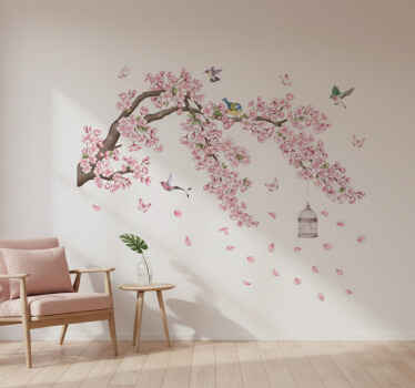 Wandtattoo blühender rosa kirschbaum - TenStickers