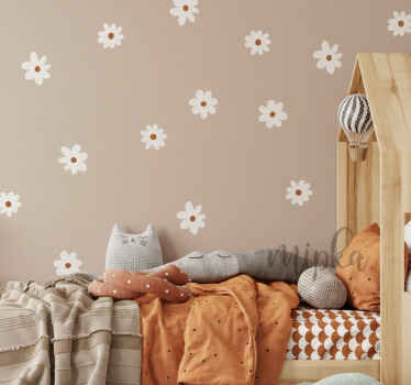 Childrens' wall stickers simplistic pale white daisies - TenStickers