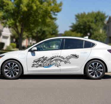Autocollant voiture dragon féroce en contour - TenStickers