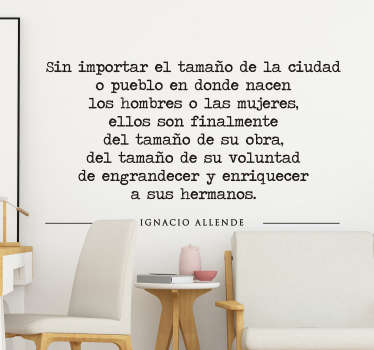 Vinilo frase célebre Ignacio Allende - TenVinilo
