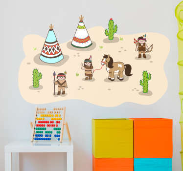 Vinilo infantil Indios tipi - TenVinilo