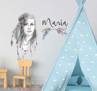 Vinilo infantil Niña apache personalizable - TenVinilo