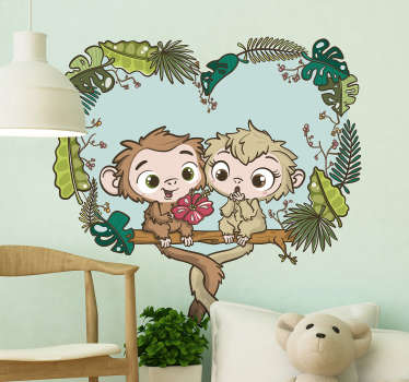 Sticker Illustration Singes sur la Branche - TenStickers