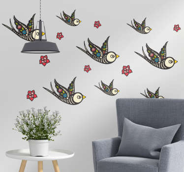 Vinilo pared Pajaritos mexicanos - TenVinilo
