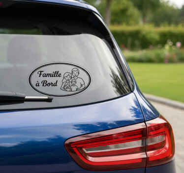 Autocollant voiture noir "famille à bord" - TenStickers
