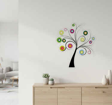 Wall decal stylized colorful tree - TenStickers