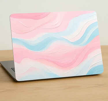 노트북 스티커 차분한 핑크 블루 웨이브 - TenStickers