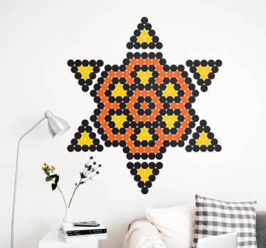 Vinilo pared Sol arte Huichol - TenVinilo