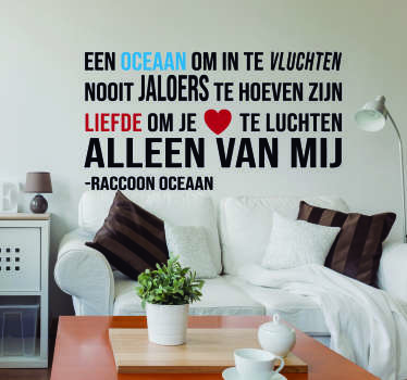 Muurstickers tekst Raccoon Oceaan - TenStickers