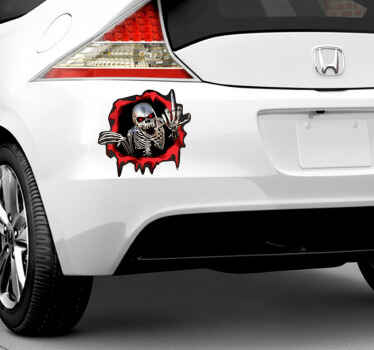 Adesivo per auto scheletro spaventoso in fuga - TenStickers