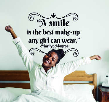 A fantastic wall quote sticker, reminding you to always wear a smile in the morning - It looks great! Anti-bubble vinyl.