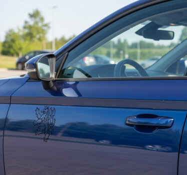 Pegatina coche león coronado de dos colas - TenVinilo