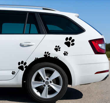 Pegatina coche huellas de patas adorables - TenVinilo