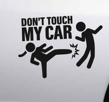 Pegatina coche advertencia de patada divertida - TenVinilo