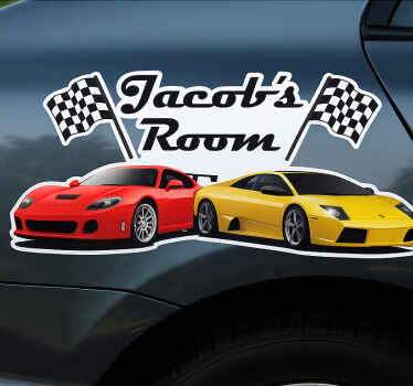 Car sticker custom checkered sports car - TenStickers