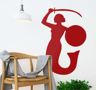Naklejka na ścianę do salonu syrenka warszawska - TenStickers