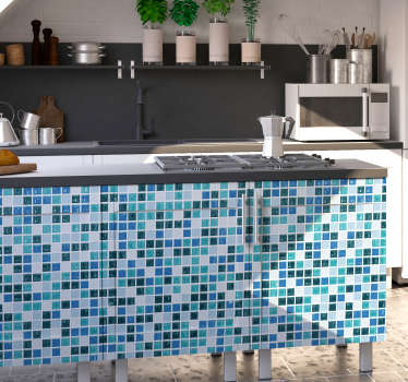Blue Mosaic vinyl wallpaper - TenStickers