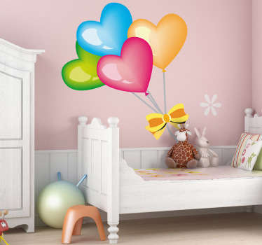 Sticker enfant ballons coeurs - TenStickers