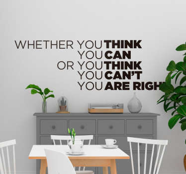 Henry Ford Can or Can´t Wall Text Sticker - TenStickers