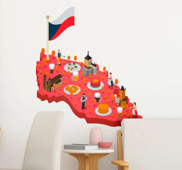 Mapa česká republika obývací pokoj zeď výzdoba - TenStickers