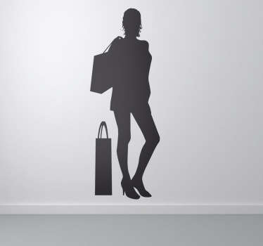 女士购物者剪影墙贴 - TenStickers