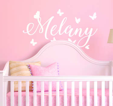 Sticker Chambre Enfant Prénom avec papillons - TenStickers