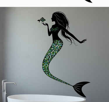 Goddess green mermaid bathroom wall sticker - TenStickers