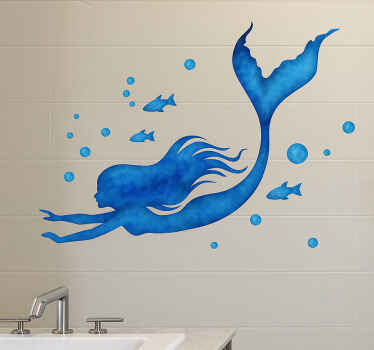 Bathroom wall sticker deepsea diving blur mermaid - TenStickers