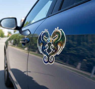 Naljepnica za auto zmajevi u obliku srca - TenStickers