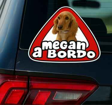 Adesivo personalizzabile attenzione cane a bordo - TenStickers