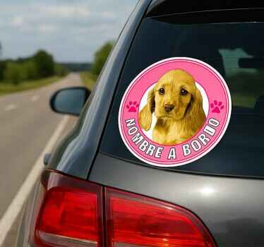 Vinilo personalizable aviso perro a bordo - TenVinilo