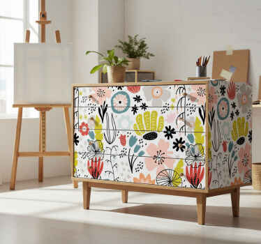 Furniture sticker modern scandinavian floral design - TenStickers